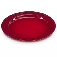 Тарелка, диаметр: 22 см, материал: керамика, цвет: красный, LE CREUSET, Ф