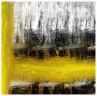 Постер на холсте Желто-черная абстрактная композиция (Yellow and black abstract composition) 51см. x 50см