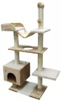 Комплекс для кошек Зооник с домом, гамаком и лежанкой мех/ковролин бежевый 101 х 43 х 170 см (1 шт)