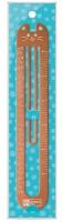 Линейка-закладка, арт.52628/ 100 рыжий КОТ (15 см, 5 дюймов, алюминий, фигурная вырубка, шелкография в две краски, подложка с европодвесом из мелованного картона + ПЭТ-пакет)