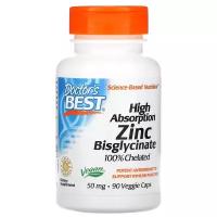 Капсулы Doctor's Best High Absorption Zinc Bisglycinate 50 мг вег., 50 мг, 90 шт