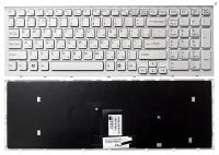 Клавиатура для ноутбука Sony Vaio VPC-EB VPCEB (белая, с рамкой)