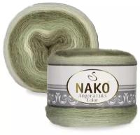 Пряжа Nako Angora Luks Color (15% Шерсть, 5% Мохер, 80% Премиум Акрил) 150 гр, 810 м, 82361 Белый-Мятный-Зеленый-Болотный-Серый, 1 моток
