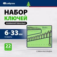 Набор ключей комбинированных, 6 - 32 мм, 22 шт., CrV, фосфатированные, ГОСТ 16983 Сибртех Новинка