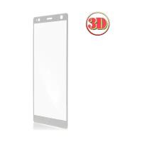 Защитное 3D стекло Brosco для Sony Xperia XZ2 / XZ2 Dual изогнутое на весь экран 5.7" с серебристой рамкой