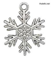 Фурнитура для бижутерии Подвеска Снежинка Лучистая 0006217 серебряный цвет 25x19 мм, цена за 10 шт