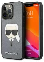 Чехол Karl Lagerfeld PU Saffiano Karl's Head Hard для iPhone 13 Pro, цвет Серебристый (KLHCP13LSAKHSL)