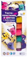 Genio Kids Набор для лепки Genio Kids "Тесто-пластилин", 6 цветов с блестками, картон, европодвес, 5 шт