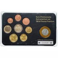 Нумизматика: Бельгия набор из 8 монет евро и жетона 2002-2008, в футляре