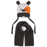 Комплект шапка и шарф для мальчика Me&We цв. Серый/Оранжевый р. 50-52