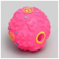 Квакающий мяч для собак, жёсткий, 7,5 см, розовый / зоотовары / аксессуары для домашних питомцев / уход за животными / подарок любимцу (1 шт.)