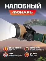 Фонарик портативный налобный Sunree Poseidon S1 Outdoor Headlamp 330 лм на голову, с сенсором, 2000мАч, IPX5, 6500K, до 65 часов работы без подзарядки (Poseidon S1) коричневый