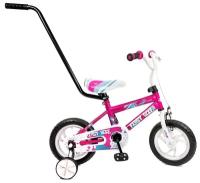 Детский велосипед FIRST BIKE, колеса 12", фривил(свободное вращение заднего колеса), передний тормоз на руле, страховочные колеса, колеса EVA, пластик