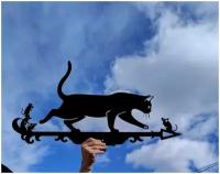 Флюгер на крышу "Кот и мыши", средний: 80 * 40 см, черный