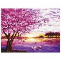 Картина по номерам 40х50 см, остров сокровищ "Цветущая сакура", на подрамнике, акриловые краски, 3 кисти, 662494