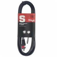 Кабель аудио STAGG SYC2/PS2CM E Stereo Jack 6.35 - 2хRCA, 2 м (прямой-прямой)