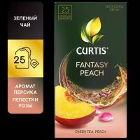 Чай зеленый в пакетиках CURTIS "Fantasy Peach" 25 пакетиков, c ароматом персика, лемонграссом и лепестками розы, мелколистовой