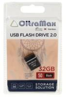 Флешка OltraMax 50, 32 Гб, USB2.0, чт до 15 Мб/с, зап до 8 Мб/с, чёрная