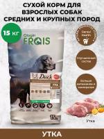 Сухой корм Glogin Frais Adult Dog Duck Plus+ для взрослых собак средних и крупных пород Утка, 15кг