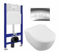 Комплект 3 в 1 инсталляция Enio Tecnico 50 EN8050050 + Унитаз подвесной Villeroy & Boch Subway 2.0 5614R201 + кнопка хром