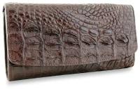 Большой женский коричневый крокодиловый кошелек Exotic Leather