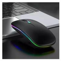 Мышь беспроводная с RGB подсветкой для компьютера и ноутбука, пк, макбука / Bluetooth + Wireless / черная