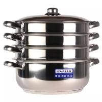 Мантоварка для индукционной плиты Arian Gastro Турция диаметр 30 см с 3 сетками со стеклянной крышкой 001-249