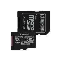 Kingston Флеш карта microSDHC 512GB Class10 Kingston UHS-I Canvas Select up to 100MB/s с адапт