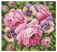 Розы и анютины глазки #М-233 Паутинка Набор алмазная мозаика 20 x 18 см