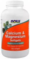 Кальций Now Calcium & Magnesium 240 гелевых капсул