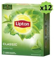 Чай зеленый Lipton Green Classic Липтон зеленый классический, 12 упаковок по 100 пакетиков