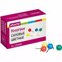 Кнопки силовые д/пробковых досок Attache шарики,пластик,ассорти,50шт/уп