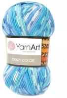 Пряжа для вязания YarnArt "Crazy Color" - 3 мотка цвет: 98 Голубой, бирюзовый, белый 260 м, 100 г