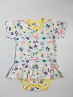 Боди-юбка с коротким рукавом, супрем с цветочками, размер 74