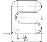 ТЕРА Электрический полотенцесушитель F-образный 500x720 ПСН-04-03