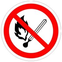 Запрещающий знак Р02 "Запрещается пользоваться открытым огнем и курить" ⌀100 пленка, уп. 10 шт