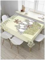 Скатерть прямоугольная JoyArty на кухонный стол "Винтажная Пасхальная открытка" из оксфорда, 180x145 см
