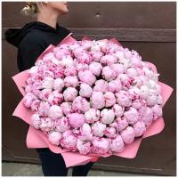 Букет Пионов розовые 101 шт, красивый букет цветов, шикарный пион, пионы премиум букет