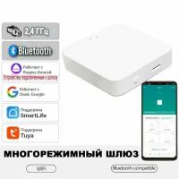 Шлюз Bluetooth Tuya Smart Life для умного дома Алиса WiFi блютуз gateway mesh, многорежимный хаб мост