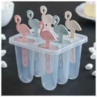 Форма для мороженого «Фламинго», 12,5×11,5×14,5 см, 6 ячеек, цвет микс