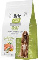Сухой корм для собак средних пород Brit Care Dog Adult M Healthy Skin&Shiny Coat, здоровая кожа и шерсть, с лососем и индейкой 3 кг