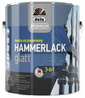 Эмаль по ржавчине 3в1 Dufa Premium Hammerlack черная RAL 9005 глянцевая 2,5 л