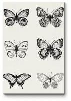 Модульная картина Черно-белые бабочки 140x210