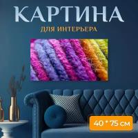 Картина на холсте "Пряжа, шерсть, нить" на подрамнике 75х40 см. для интерьера