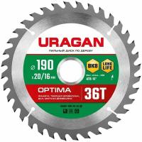 Диск пильный по дереву 190x20/16 мм 36T Uragan 36801-190-20-36_z01