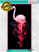 Картина стразами «Фламинго в дыму» 30х60 см