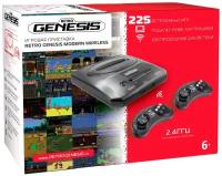 Игровая приставка 16 bit Sega Retro Genesis Modern Wireless (225 в 1) + 225 встроенных игр + 2 беспроводных геймпада (Черная)