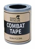 клейкая лента / скотч в аптечку / пластырь / изолента медицинская / RHINO RESCUE Combat tape, водонепроницаемая, серая лента, серебристая, 5 см * 2,5