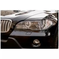 Накладки на передние фары (реснички) BMW X5(E70) 2007-2010, глянец (под покраску) (REBX5-006500)