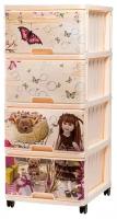 Бельевой комод Dunya Plastik Пластиковый с рисунком 4 ящика, 4 ящика, кукла
